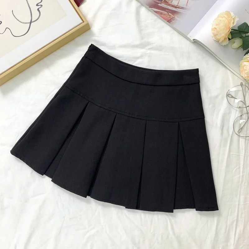 Wongn White Women Pleated Skirts Fashion High Waist Zipper Dancing Mini Skirts Elegant Student All Match A Line Skirt Summer New