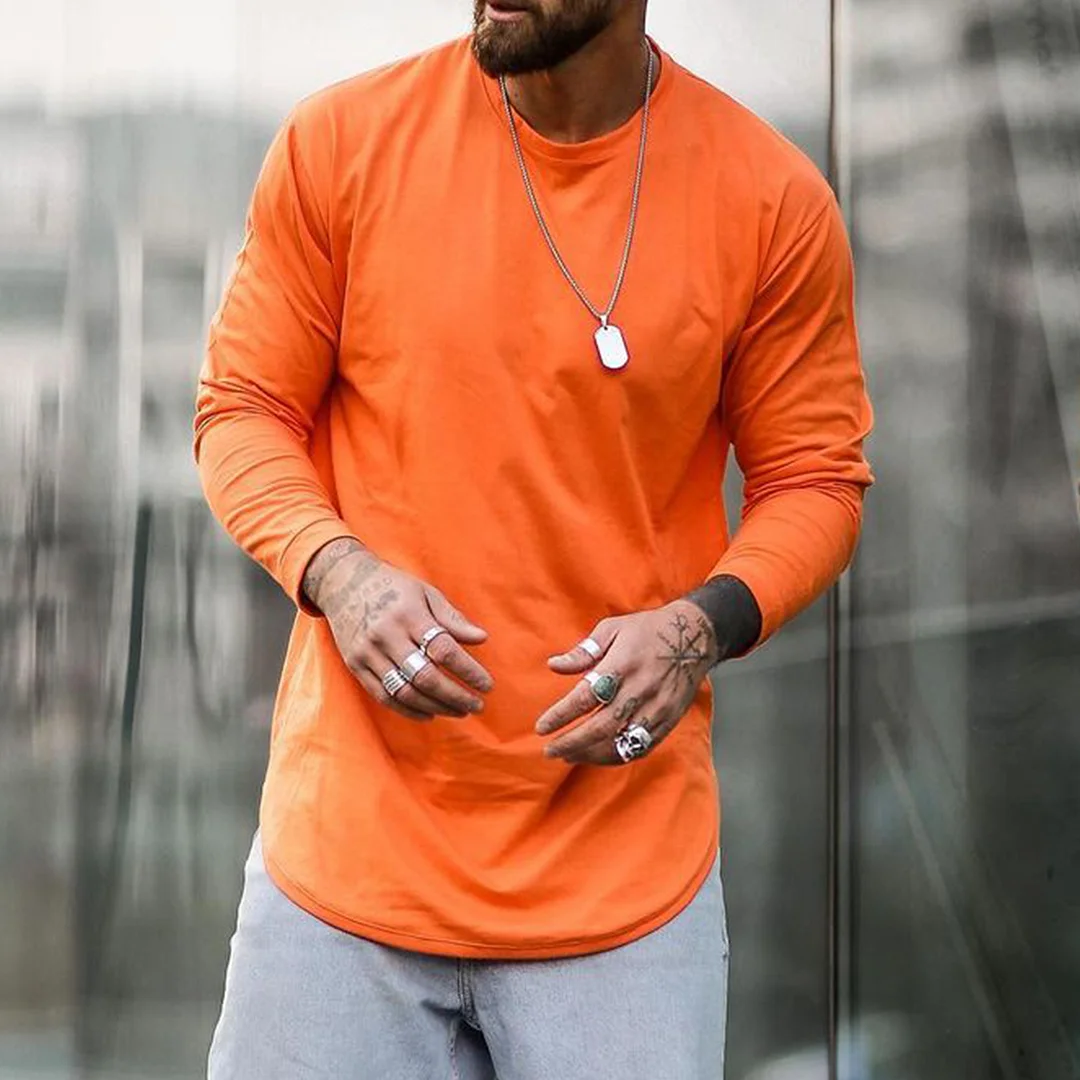 Men's Cotton Fashion Casual Crew Neck Long Sleeve T-Shirt