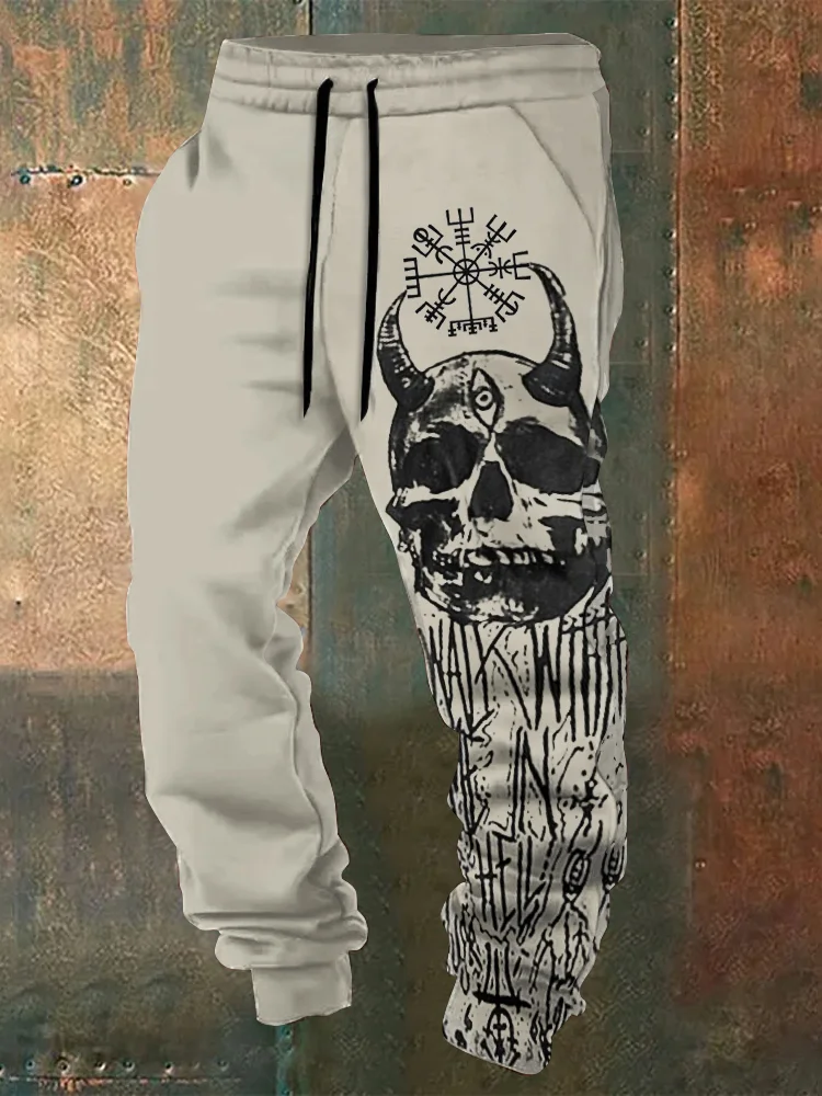 Viking Skull Demon Print Sports Pants