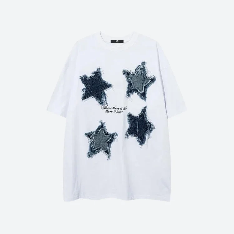 Brownm Star Patchwork Tee