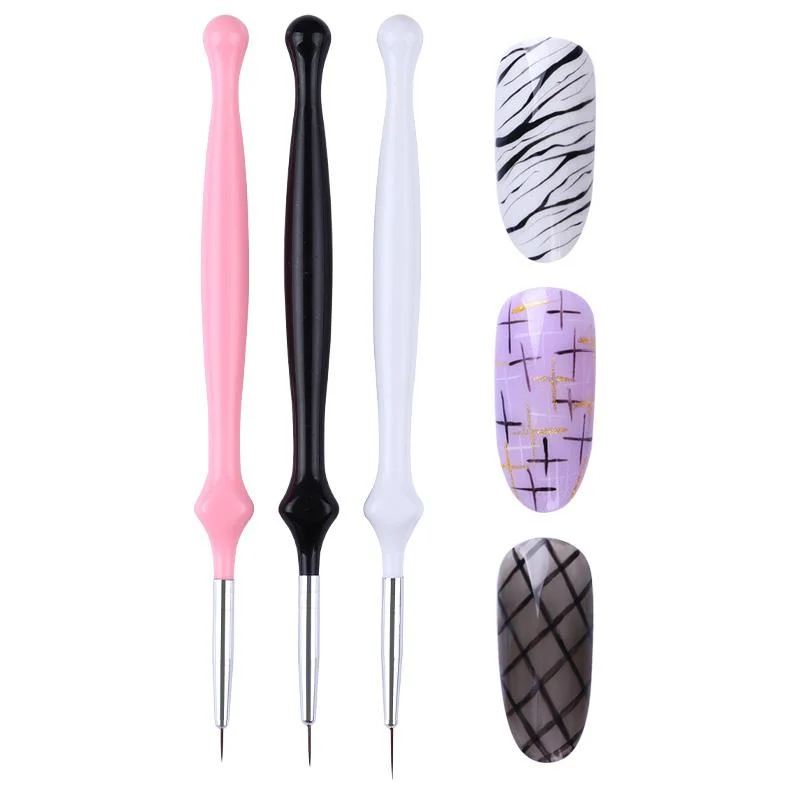 3pcs/Set Nail Brush Nail Art Acrylic Liquid Powder French Stripes Lines Liner Painting Design Brush Dotting Picking Pen Tool-Nail Inspo