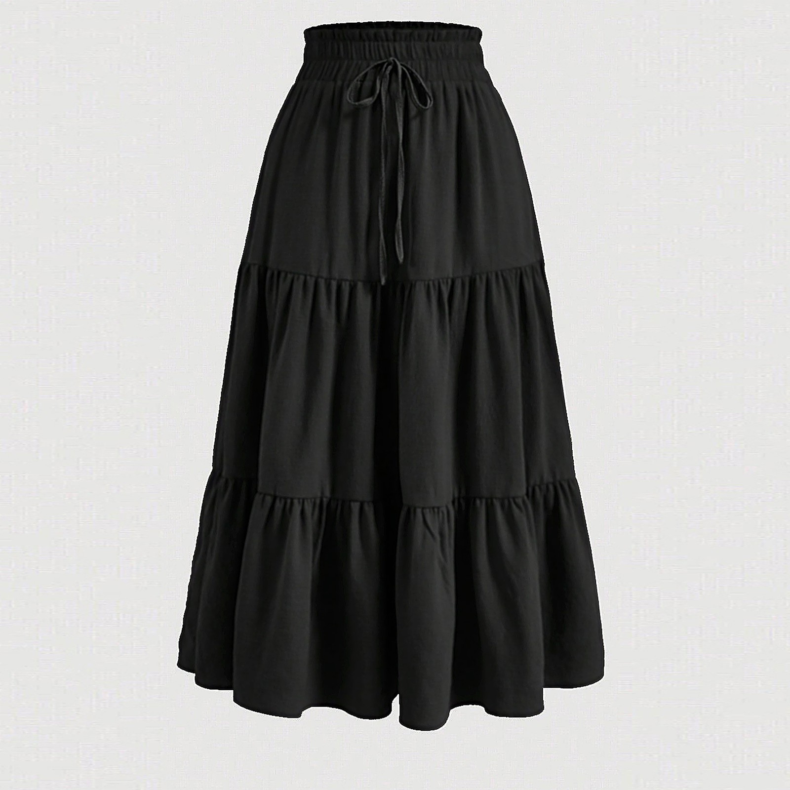 Fashion Solid Women Skirts Elegant Harajuku Saia Casual Floral Loose Long Skirt 