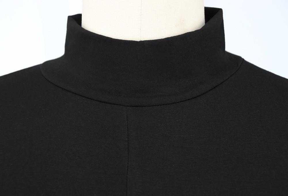 Autumn And Winter High Collar Solid Color Slit Long Sleeve Womens Casual Sports Two Piece