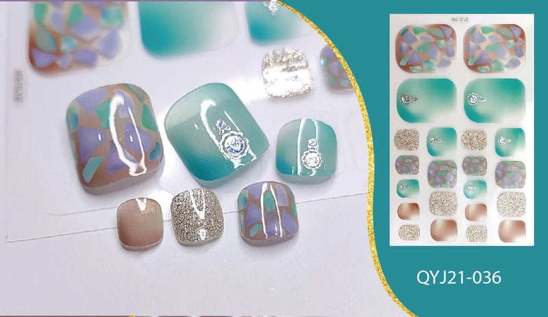 Explosions Foot Nail Stickers Summer Toenail Stickers Bronzing Imitation Diamond Nail Stickers Waterproof Foot Stickers