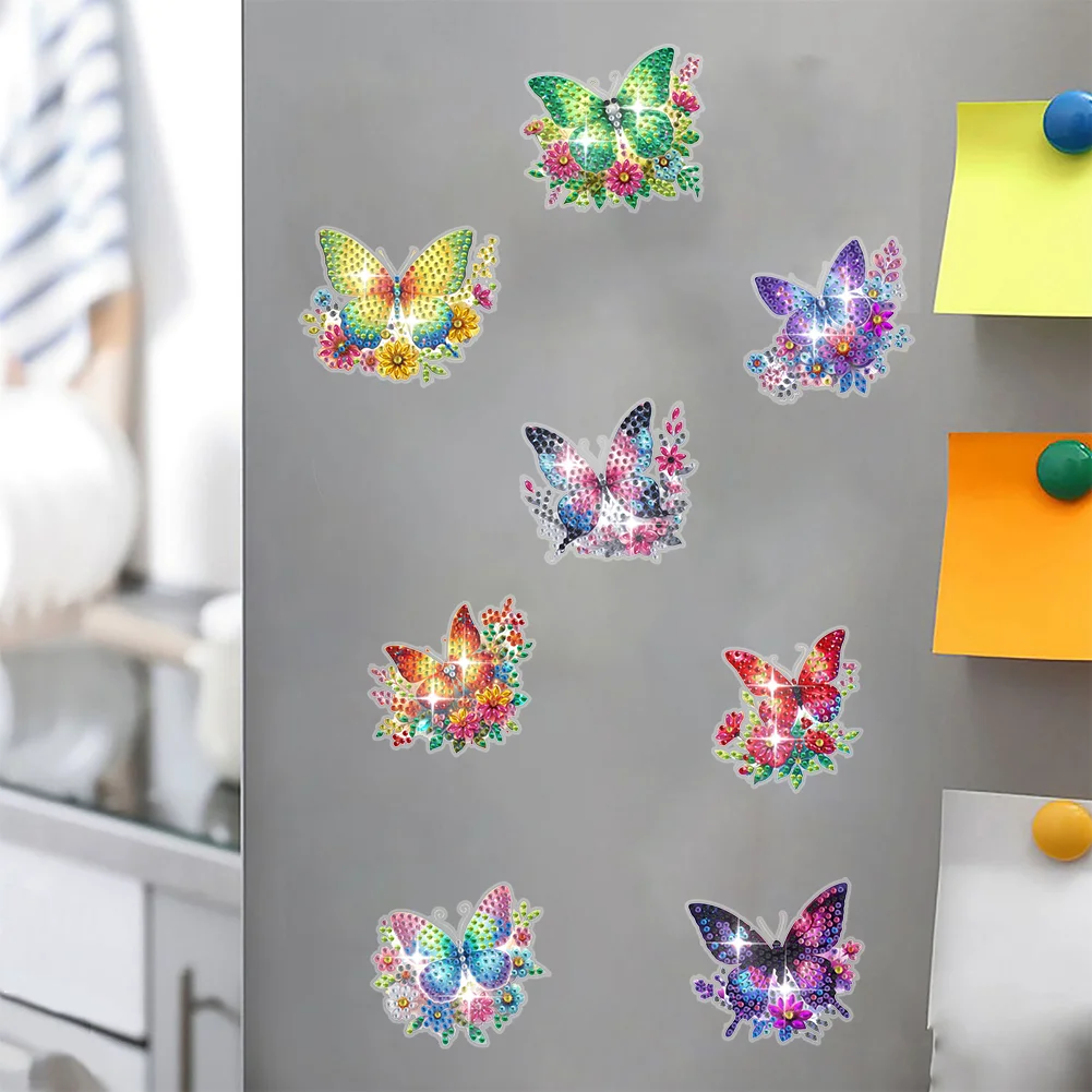 8Pcs Butterfly Special Shaped Diamond Painting Fridge Magnet Fridge Stickers