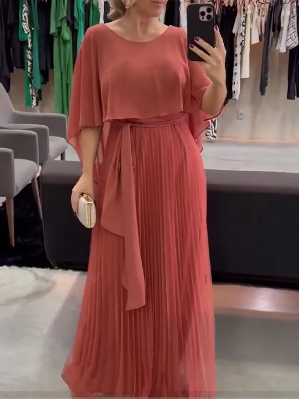 Trendy Deep V Pleated Maxi Dress