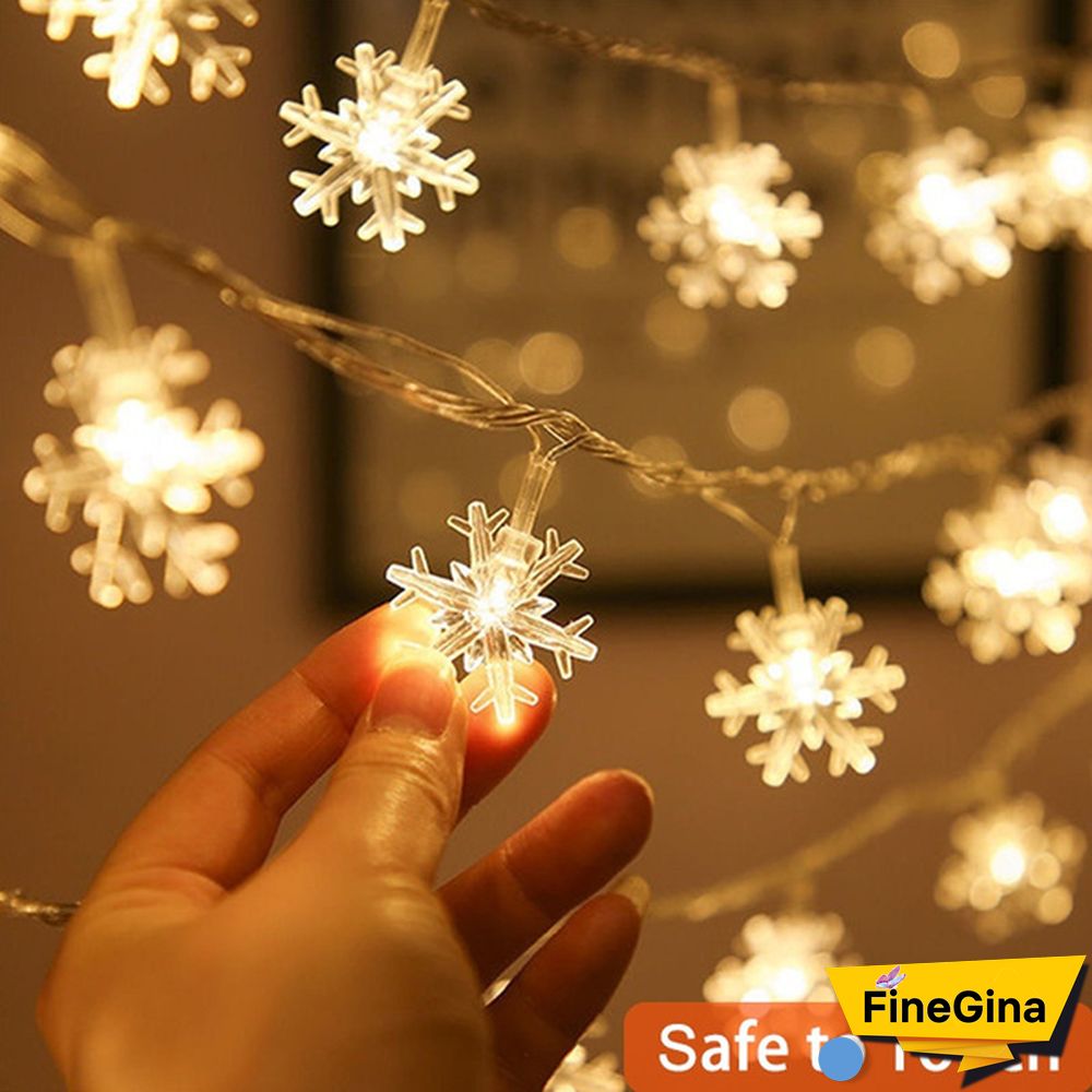 Battery Operated Snowflake Fairy String Lights For Indoor Outdoor Home Bedroom Patio Room Garden Party Xmas Christmas Tree Decorations(Battery Is Not Include)