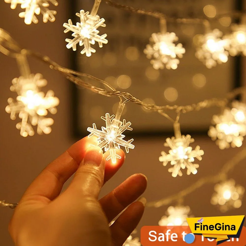Battery Operated Snowflake Fairy String Lights For Indoor Outdoor Home Bedroom Patio Room Garden Party Xmas Christmas Tree Decorations(Battery Is Not Include)
