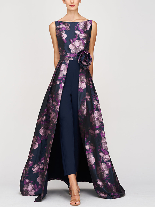 Crew Neck Sleeveless Printed Jumpsuit