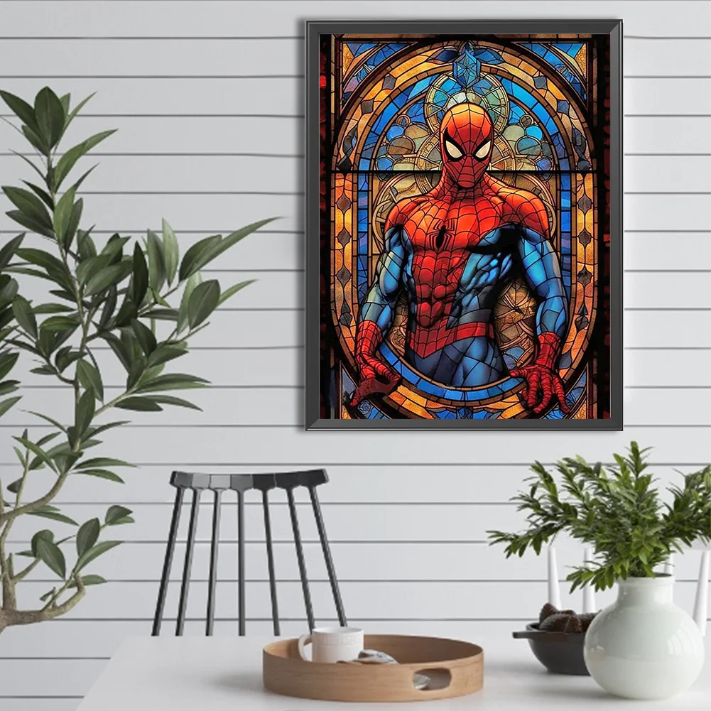 Diamond Painting - Full Round Drill - Stained Glass Spider Man(Canvas|30*40cm)
