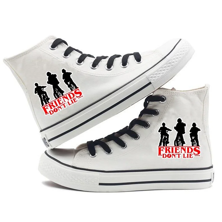Mayoulove Stranger Things Eleven 11 Cosplay Shoes High Top Canvas Sneakers For Kids Adults-Mayoulove
