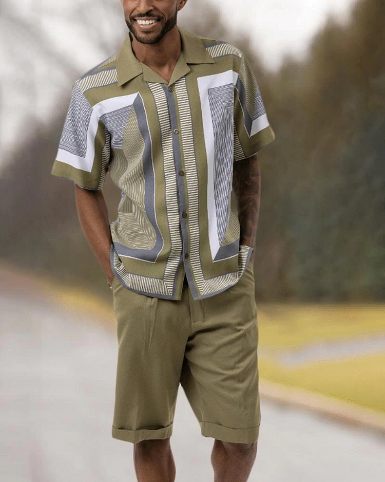 Two Piece Short Sleeve Walking Suit Set with Shorts