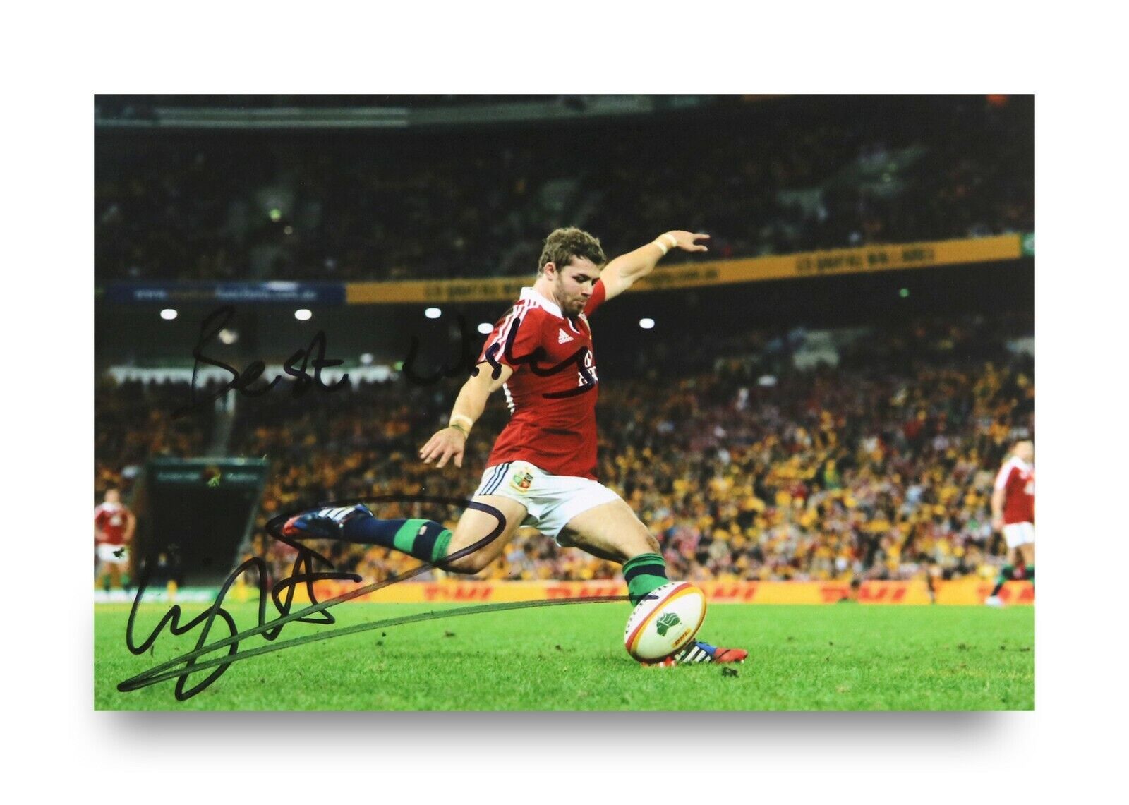 Leigh Halfpenny Signed 6x4 Photo Poster painting Wales Scarlets Rugby Union Lions Autograph +COA