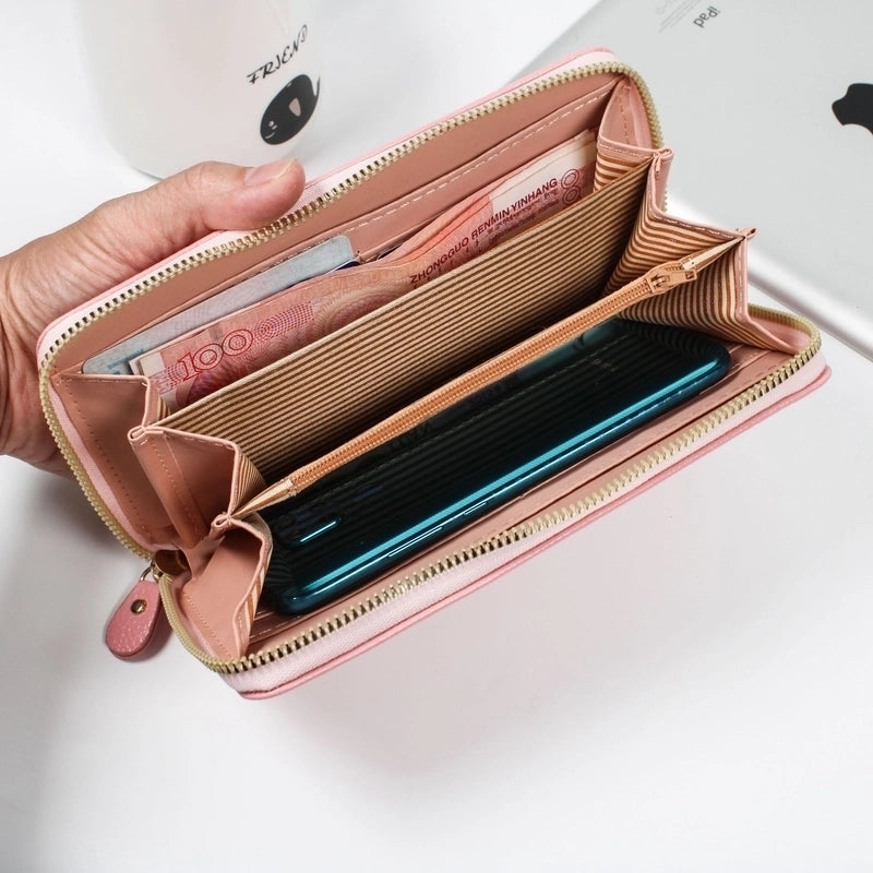 Women’s Solid Color Pu Leather Zipper Wallets
