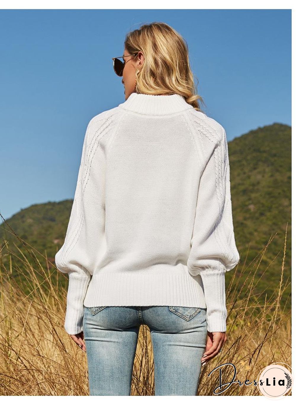Fashion High Neck Plain Sweater