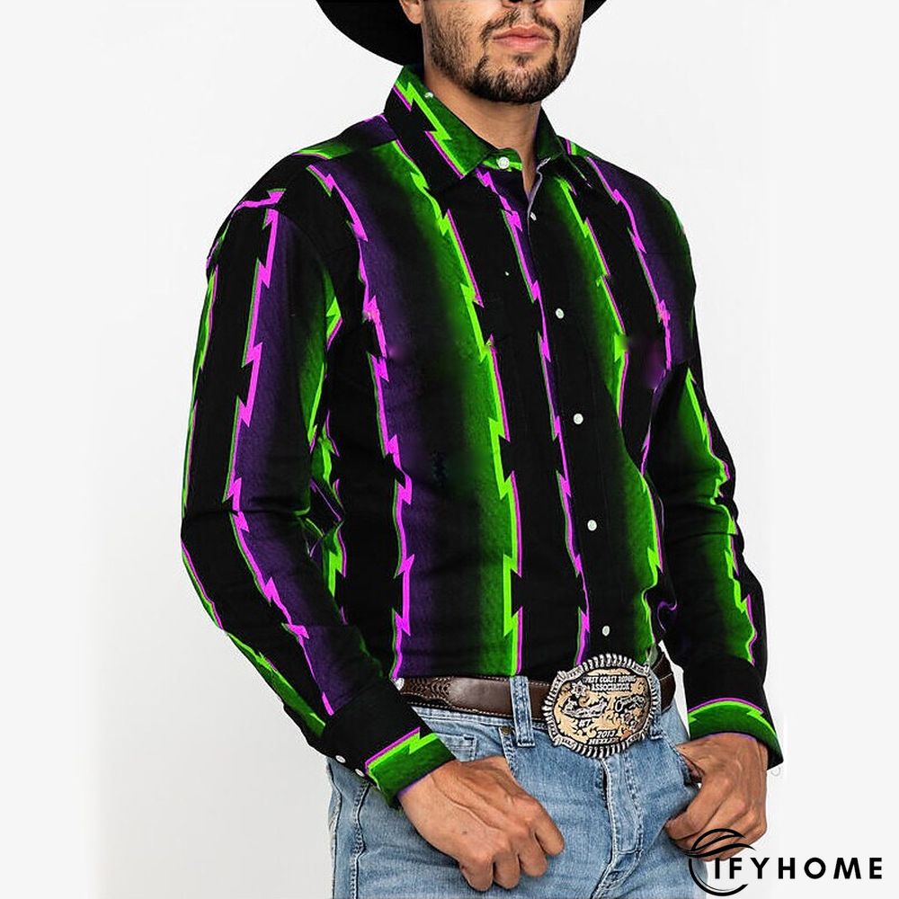 Men's Shirt Graphic Prints Geometry Turndown Red Blue Green Outdoor Street Long Sleeve Button-Down Print Clothing Apparel Fashion Designer Casual Soft | IFYHOME