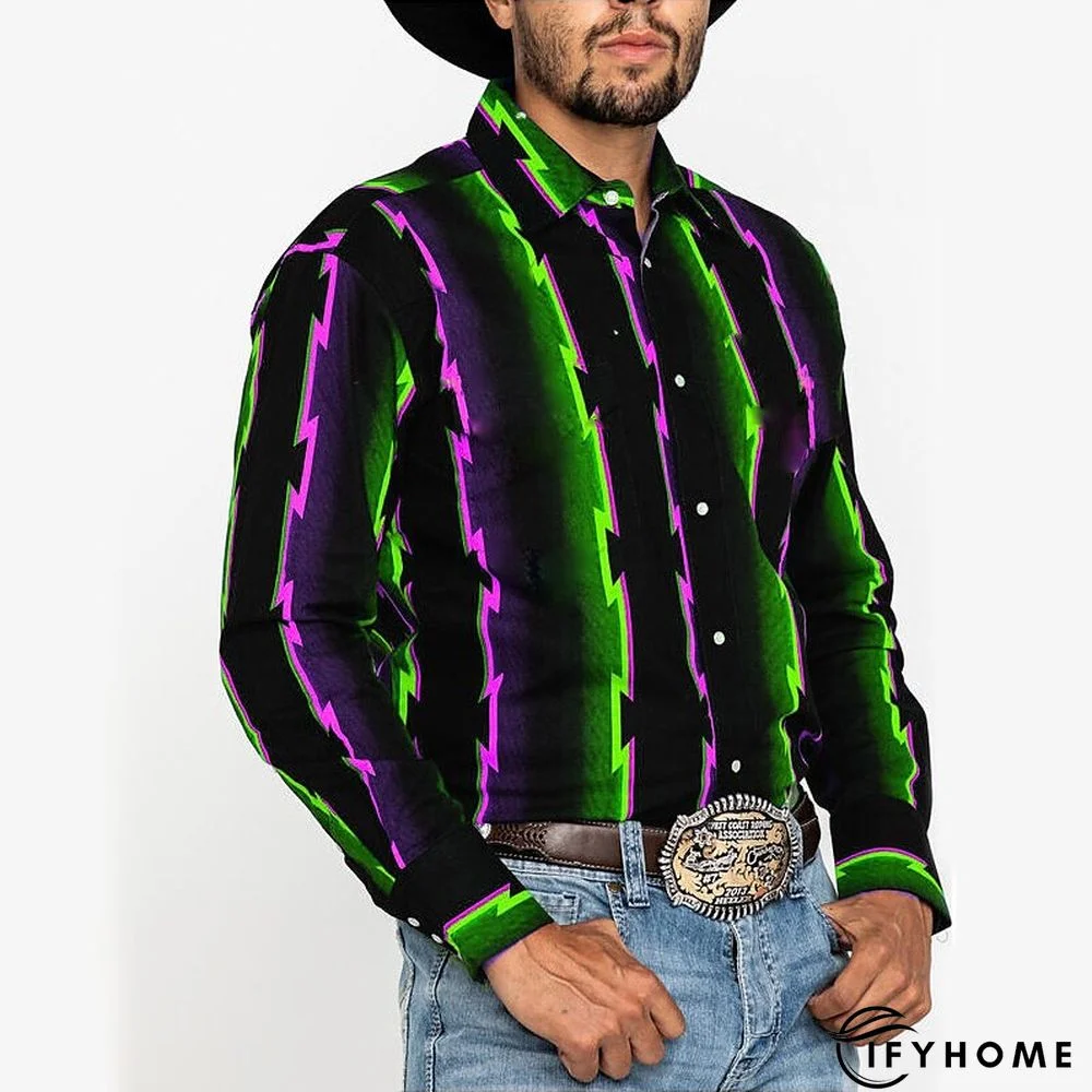 Men's Shirt Graphic Prints Geometry Turndown Red Blue Green Outdoor Street Long Sleeve Button-Down Print Clothing Apparel Fashion Designer Casual Soft | IFYHOME