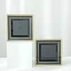 10 Pack | 7" Gold Trim Black Square Plastic Salad Dessert Plates