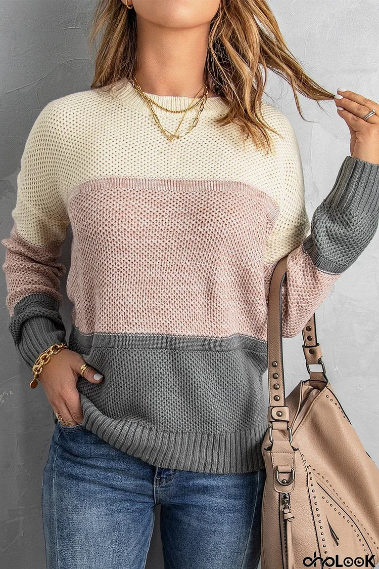 Dark Grey Color Block Sweater