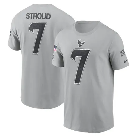 Men's Houston Texans C.J. Stroud  Gray 2024 Salute To Service Name &amp; Number T-Shirt