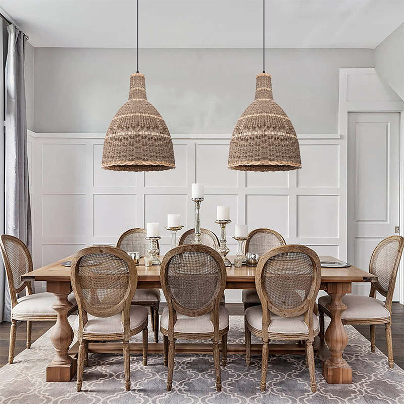 Bell Rattan Woven Pendant Light Kitchen Island