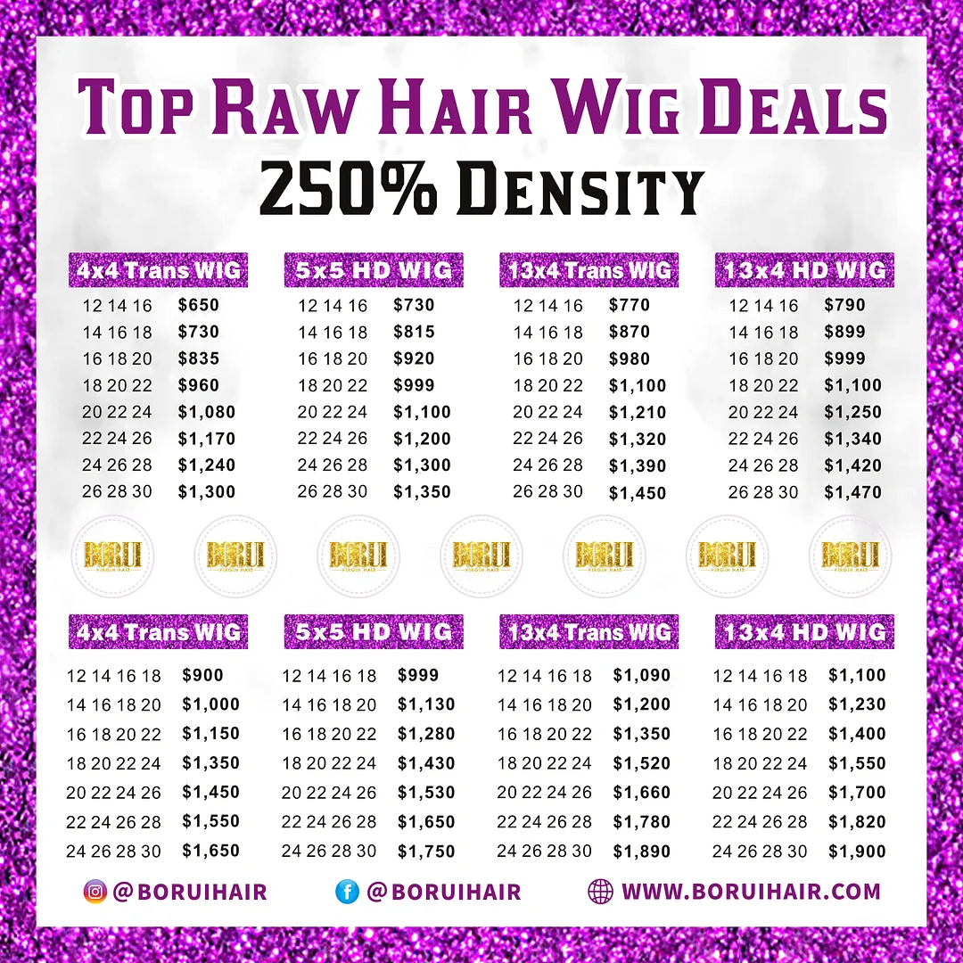 Raw Hair Wig 250% Full Density lace Frontal Wig Wholesale Wigs Deals Free Shipping