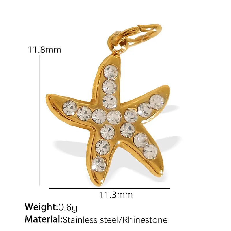 1 Piece 14.2*9.3mm 304 Stainless Steel Artificial Rhinestones 18K Gold Plated Moon Heart Shape Horseshoe Pendant Jewelry Accessories