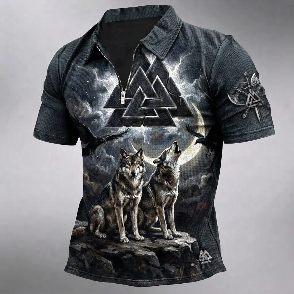 Norse Mythology Viking-Print Men's Casual Top