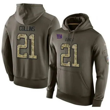 NFL Men's  New York Giants #21 Landon Collins Stitched Green Olive Salute To Service KO Performance Hoodie