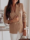 Urban Solid Color Buttoned Long Sleeves Notched Collar Blazer