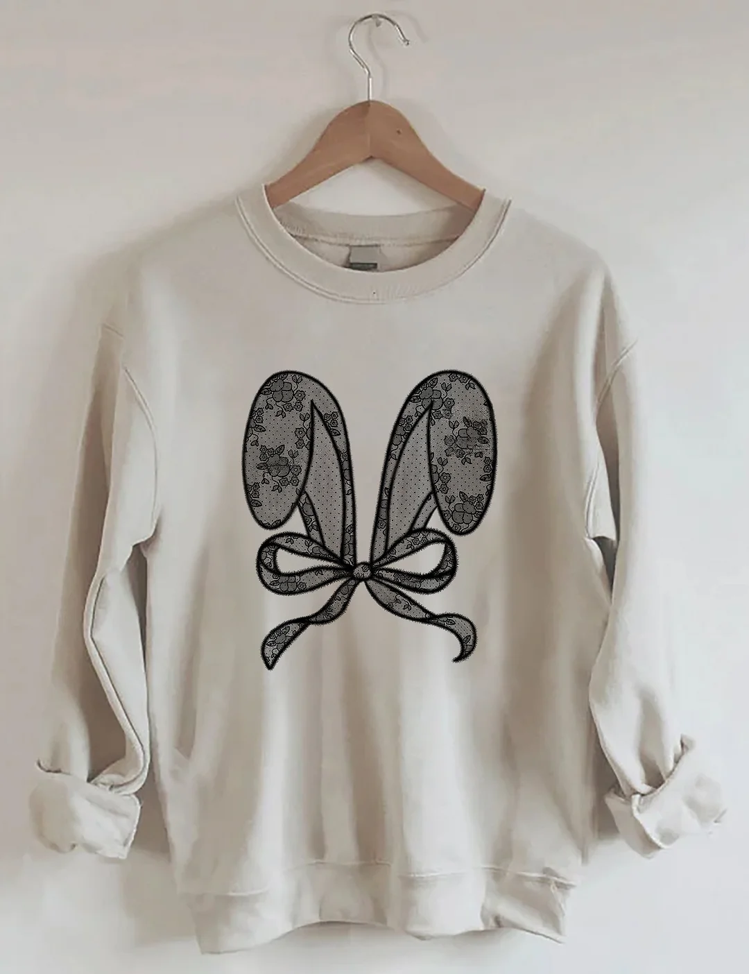 Bunny Ears With Bow Lace Sweatshirt
