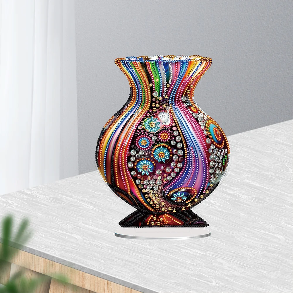 5D DIY Artistic Vase Acrylic Special Shaped Desktop Diamond Art Kit for Desktop Decor