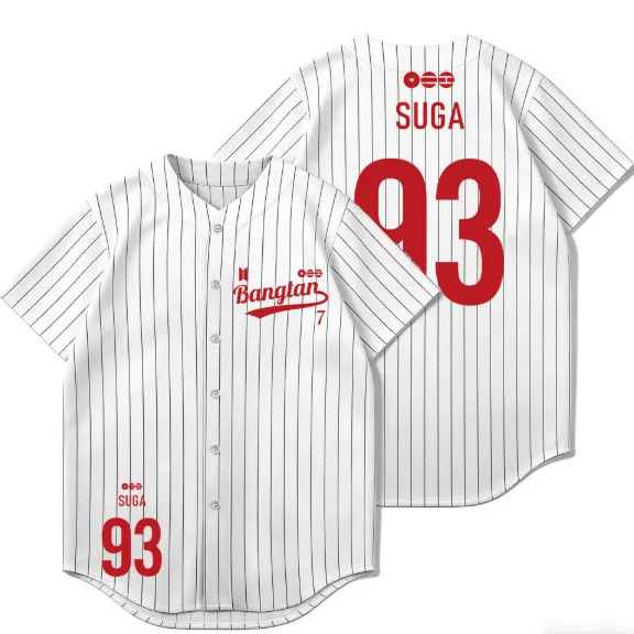 BTS JUNGKOOK 97 ベースボールシャツ Jungkook 97 Bangtan Baseball Jersey – White Pinstripe Kpop Concert