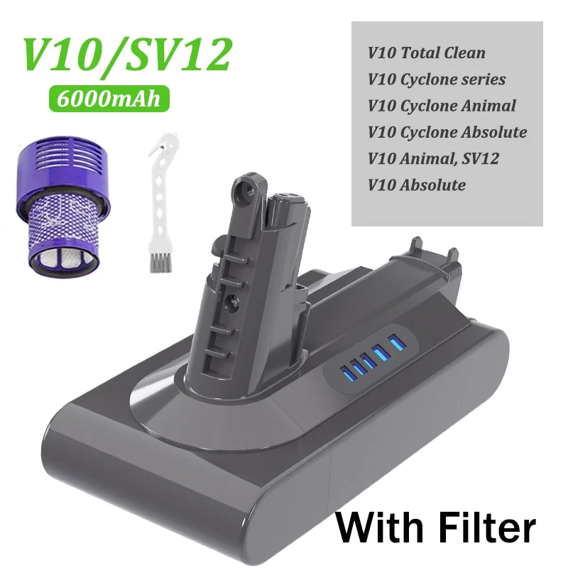6000mAh for Dyson V6 V7 V8 V10 Rechargeable Bateria SV10 SV11 SV12 SV09 Vacuum Cleaner Battery DC58 Battery for Sony Battery Cel