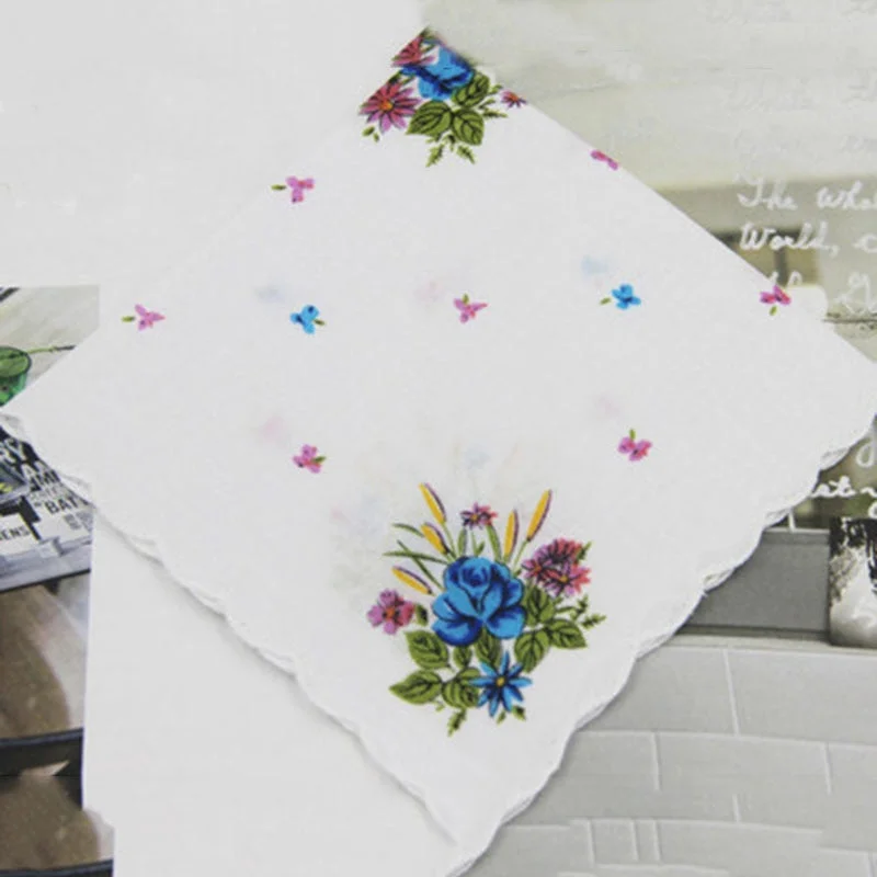Handkerchiefs Women Printing Cute Square Towel Pocket Womens Elegant Simple Wipe Sweat Soft Cotton Trendy Casual Ladies 2020 New
