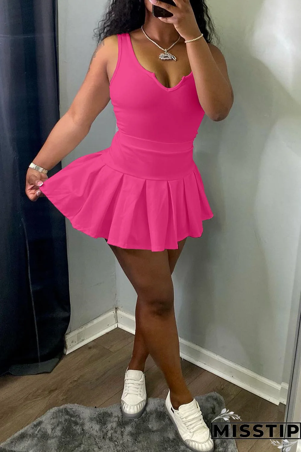 Black Casual Solid Patchwork U Neck Two Pieces