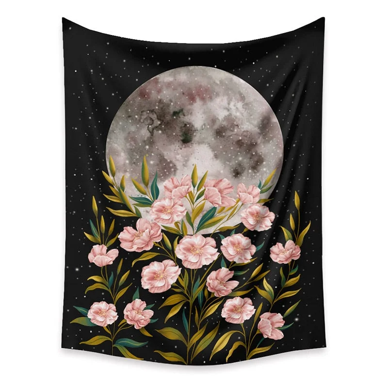 Moon Phase Tapestry Wall Hanging Vintage Mooonlight Green Olive Leaf Black Tapestries Boho Room Wall Decor Home Decoration Wall