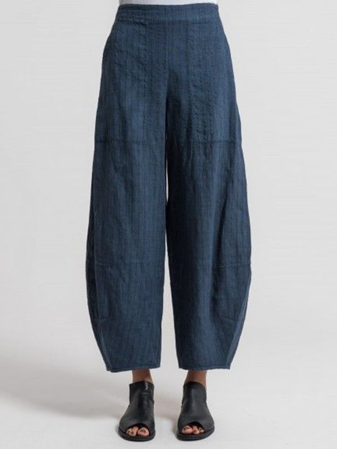 Pinstripe Casual Pockets Pants