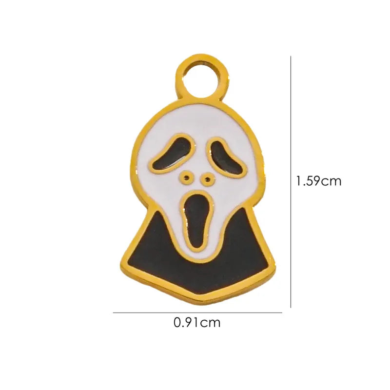 1 Piece 10*14.8mm 8.3*14.8mm 9.1*15.2mm 304 Stainless Steel 14K Gold Plated Pumpkin Skull Grimace Pendant Jewelry Accessories