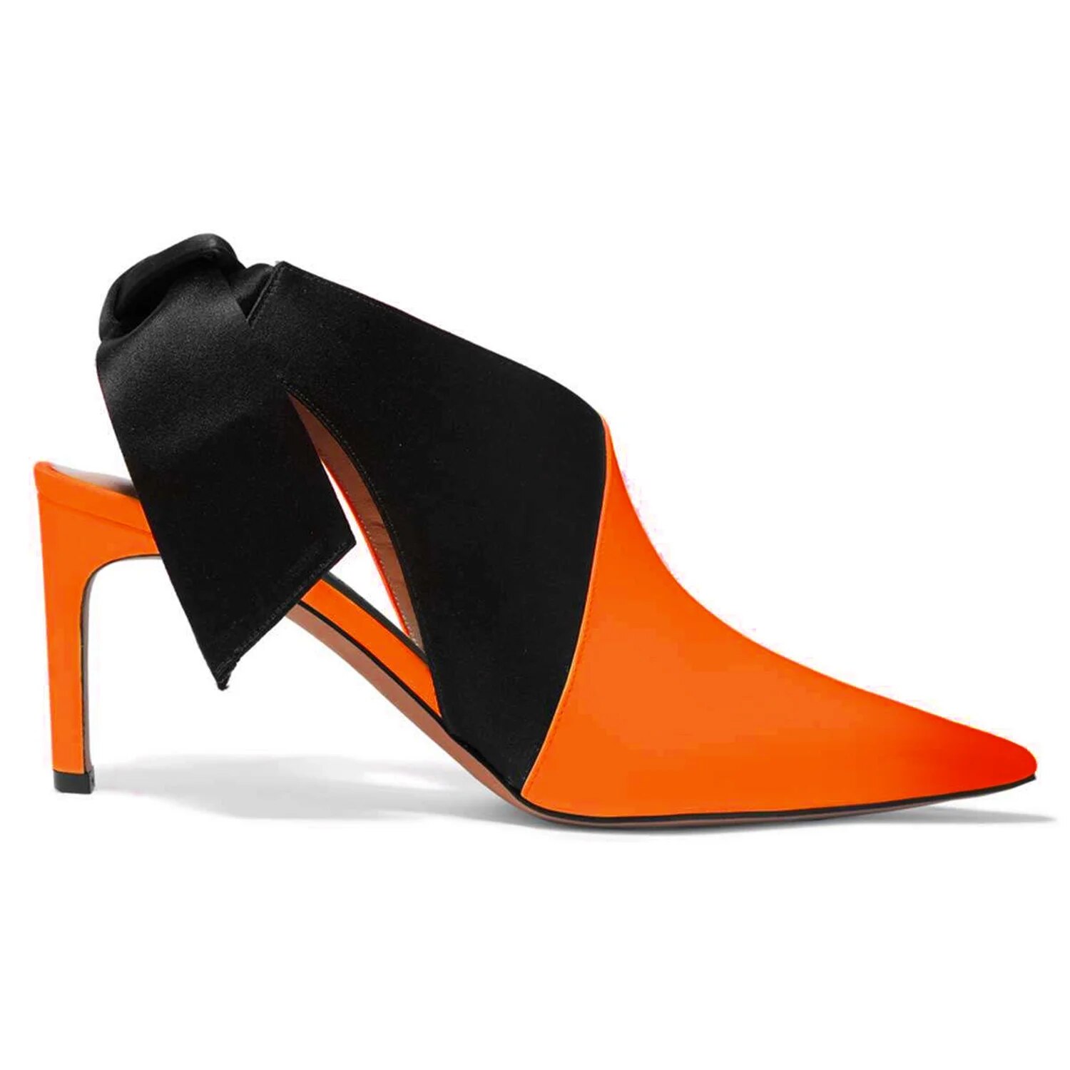 TAAFO Multicolor Butterfly-Knot Women Slingbacks Pumps Pointy Toe Thin Heels Elastic Mules Ladies 
