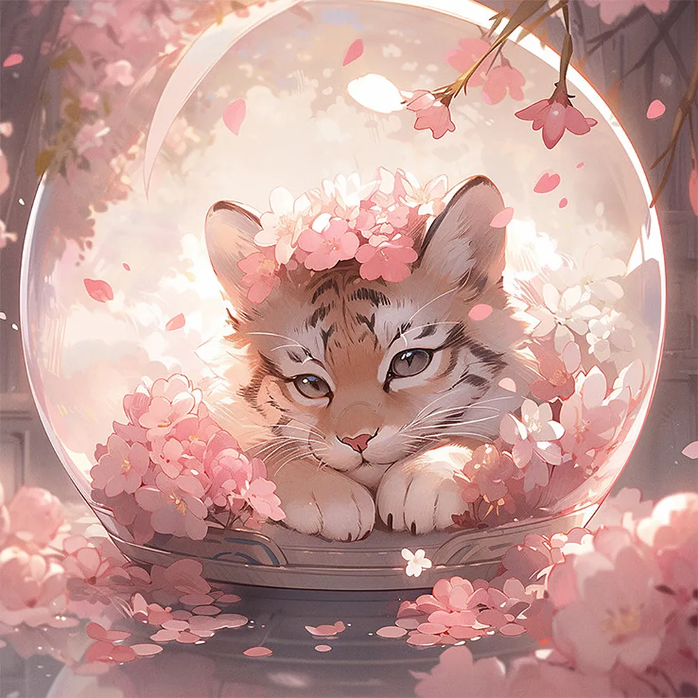 Diamond Painting - Full Square Drill - Pink Tiger(Canvas|45*45cm)