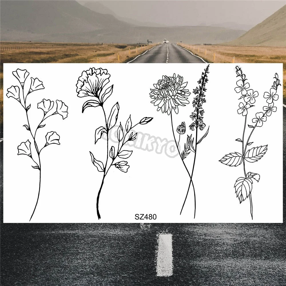 Colorful Hummingbird Small Temporary Tattoos For Women Girls Lavender Plum Blossom Fake Tattoo Sticker Wedding Neck Tatoos Ear