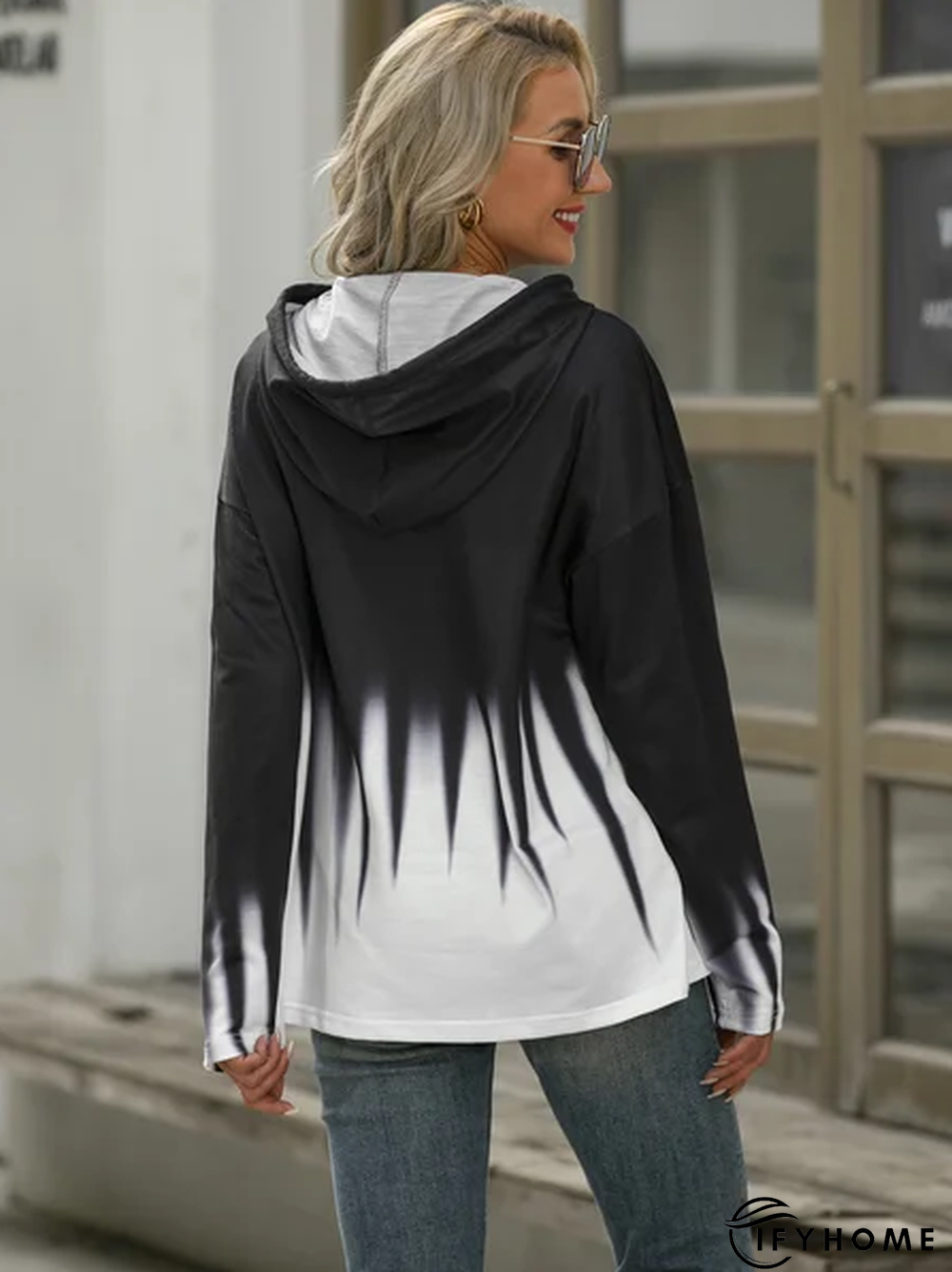 Ombre Long Sleeve Sweatshirt Hoodies Women | IFYHOME