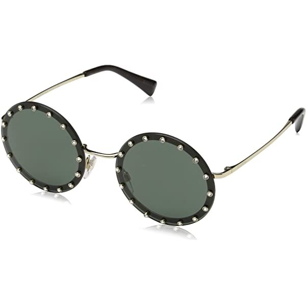 Valentino  Sunglasses Gold Frame, Green Lenses, 52MM