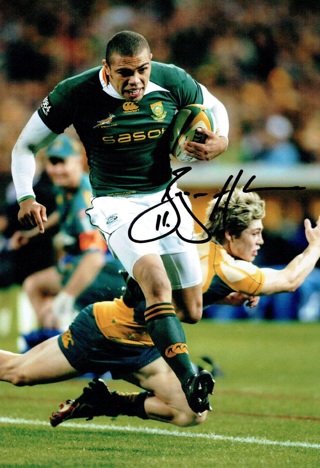 Bryan HABANA South Africa Rugby Springboks Signed Autograph 12x8 Photo Poster painting AFTAL COA