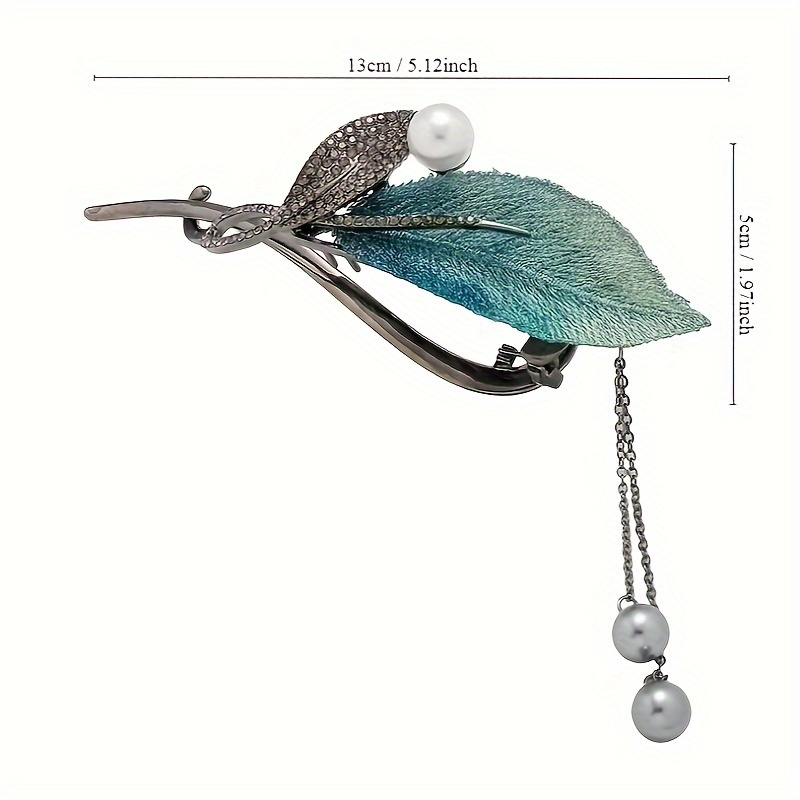 1 Piece Leaf Tassel Headdress Hair Clip - Dazzling Rhinestone, Lustrous Pearl Button, Durable Zinc Alloy, Exquisite Handmade Embroidery - Perfect for Everyday Wear, Stylish Hair Styling, Single Piece Fashionable Hair Accessories for Women