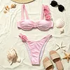 Stylish Rose-Themed Solid-Color Sexy Bikini Set by Inlyline
