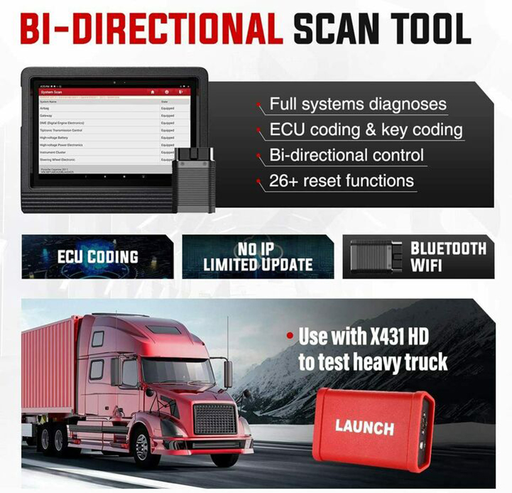 LAUNCH X431 V+ PRO 4.0 HDIII Heavy Duty Truck Scanner,Diesel&Gasoline  Bidirectional Scan Tool,OEM All System Scanner for 170+ Car Brand,Key