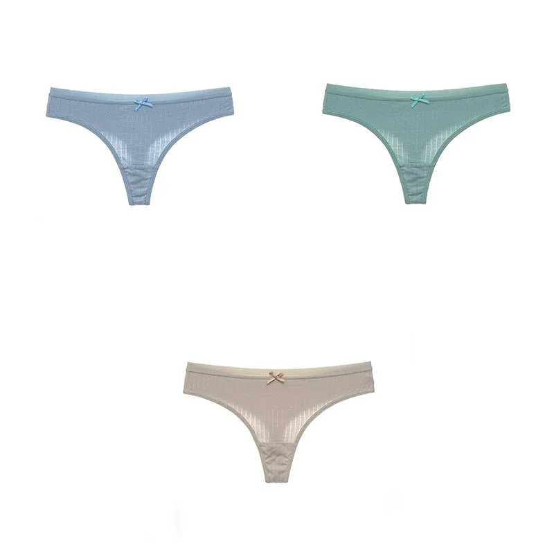 3PCS/Set G-string Panties Cotton Women's Underwear Sexy Pantie Female Underpants Thong Solid Color Panty Lingerie M-XL Hot Sale