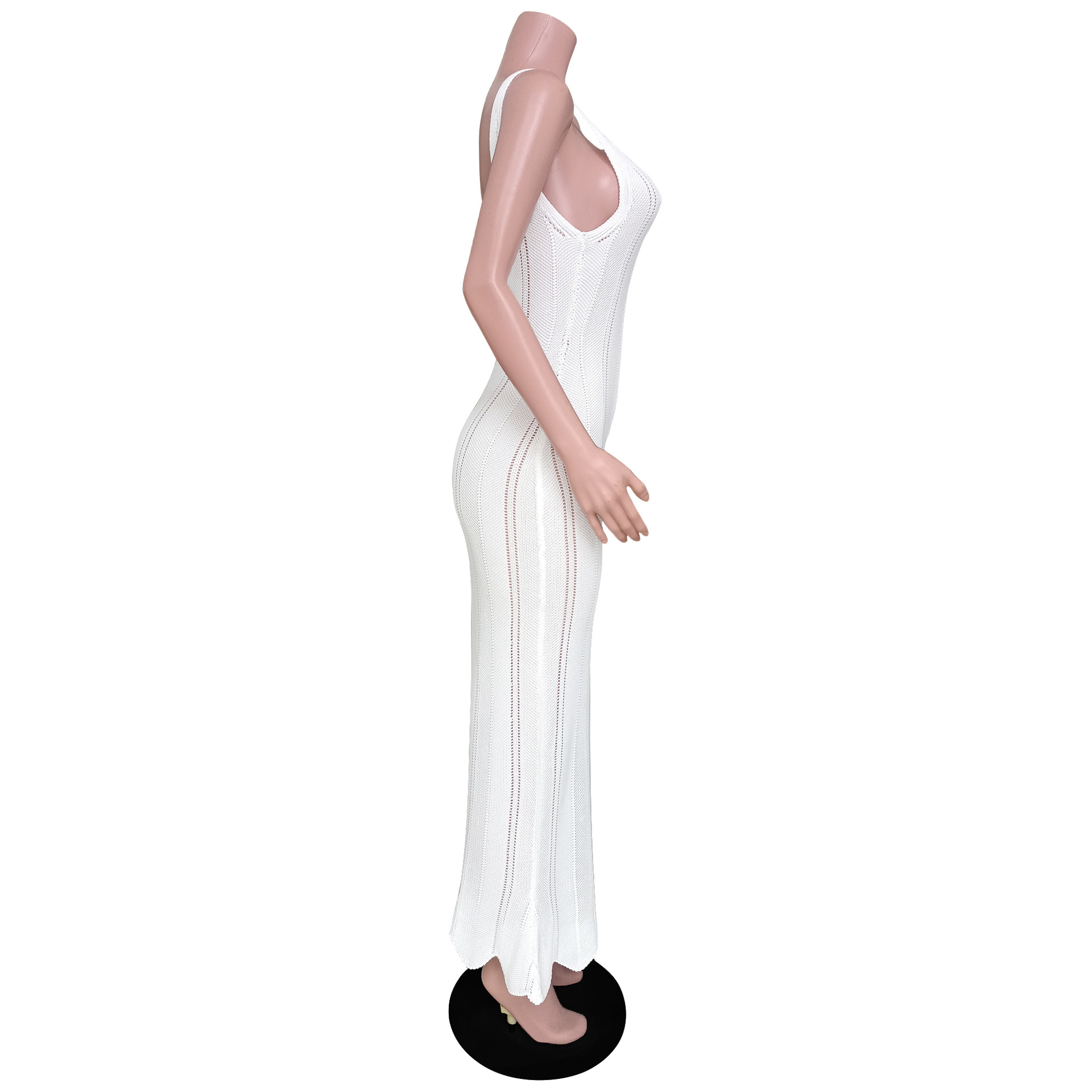 Ootddress Backless Sexy Wrap Hip Knit Cover Up Dresses Hollow See Through Slim Sleeveless Solid Female Elegant Maxi Beach Dress 2025